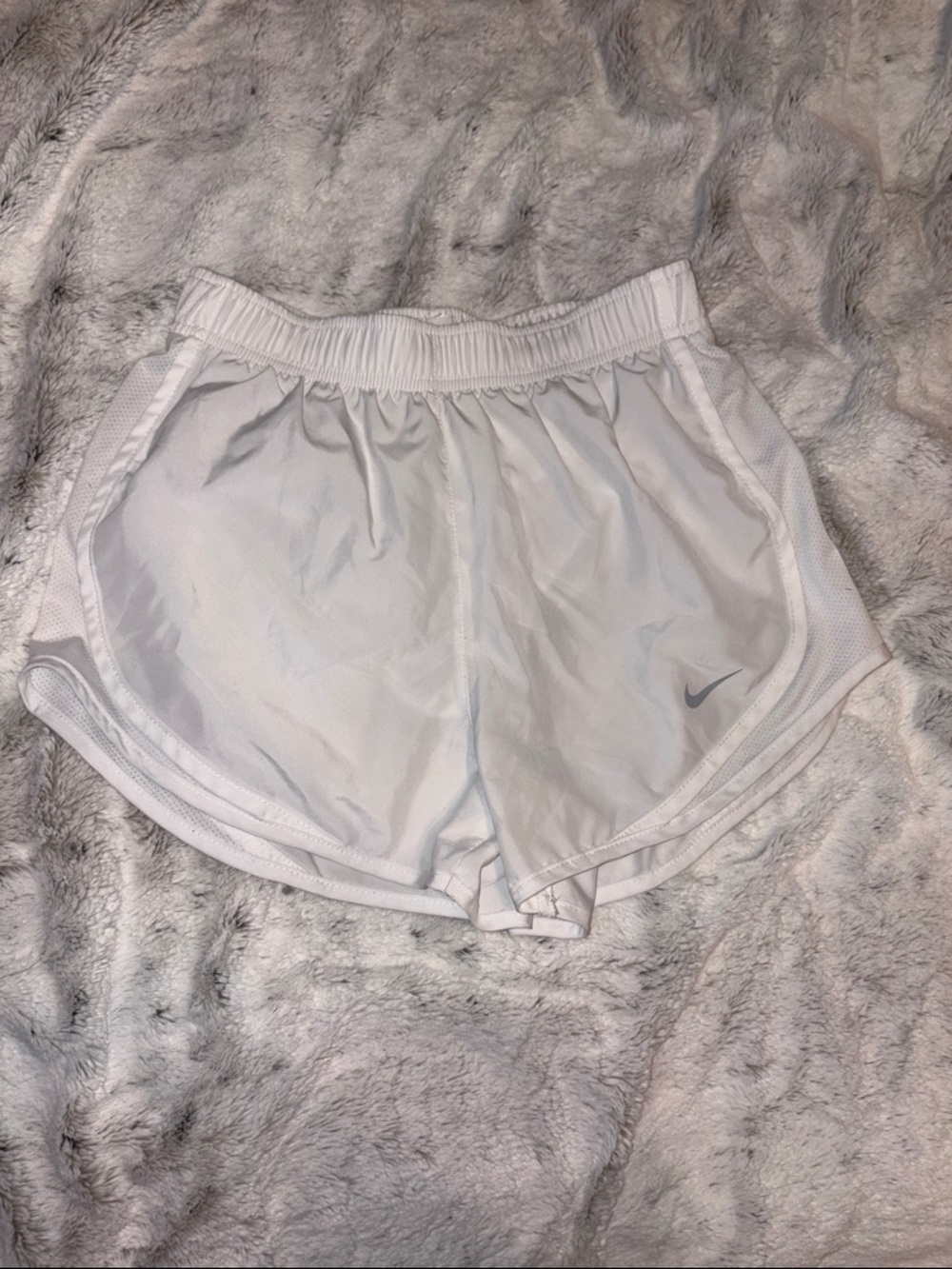 Nike White Women's Athletic Running Shorts with Mesh Trim